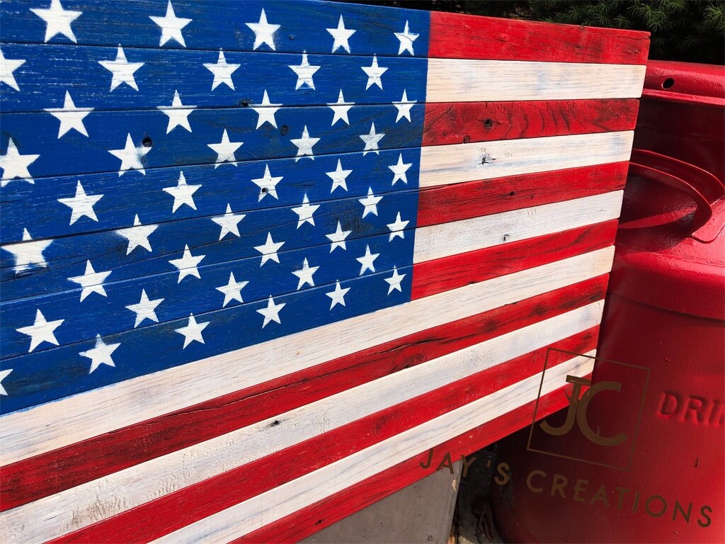 Rustic Pallet American Flag Etsy