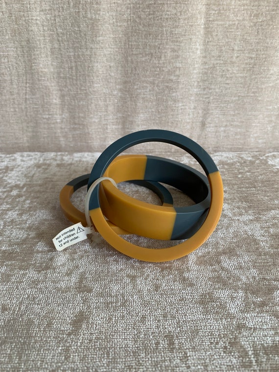 Two Tone Stackable Bangle Bracelet Set Made in In… - image 2