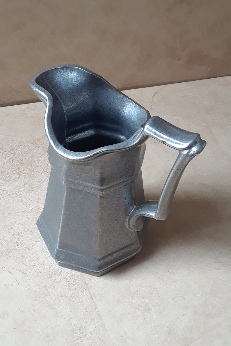 Vintage Silver Tone Metal Water Pitcher Metal Pitcher Etsy