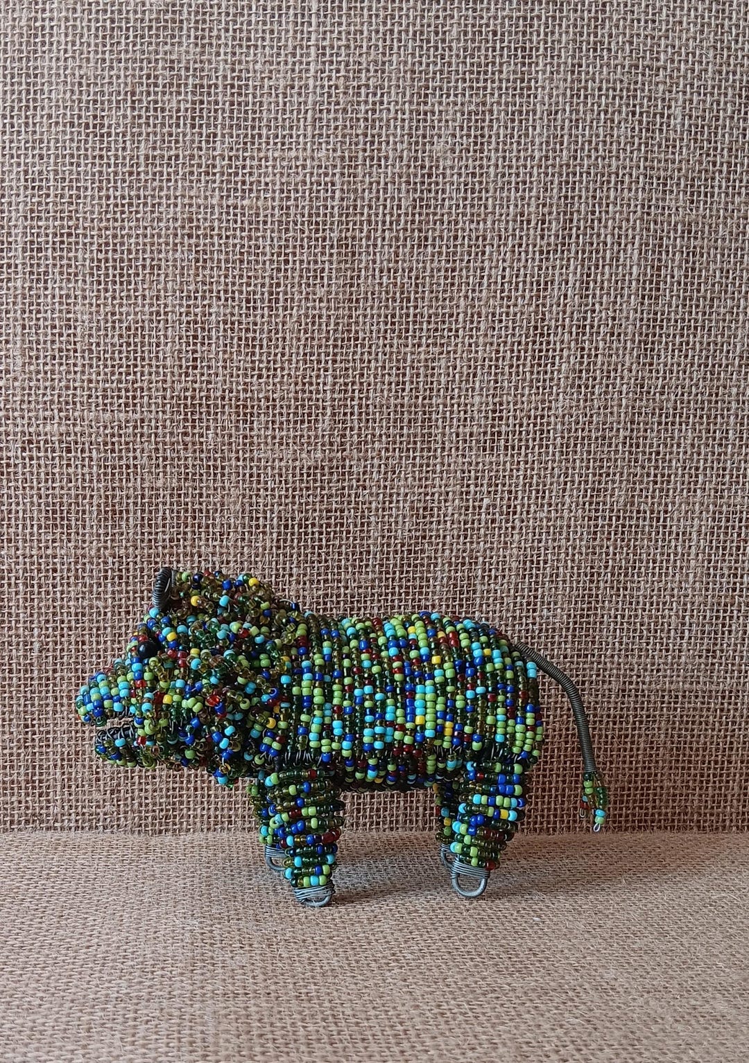 Seed Bead & Wire Animal Figurine, Hand Beaded Wild Boar, Beaded African ...