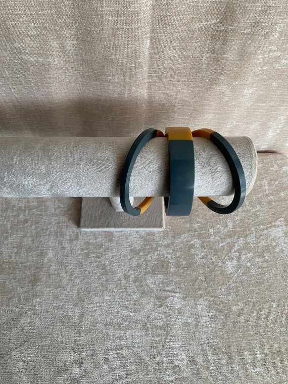 Two Tone Stackable Bangle Bracelet Set Made in In… - image 6
