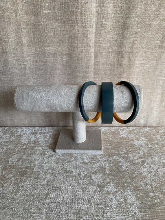 Two Tone Stackable Bangle Bracelet Set Made in In… - image 7