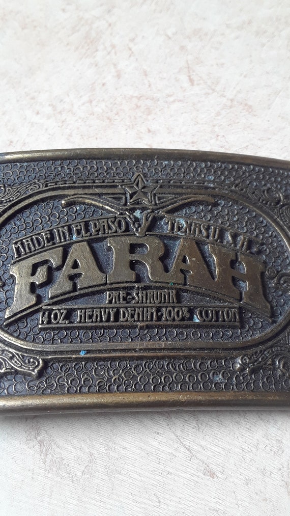 Vintage Brass Tone Metal Farah Belt Buckle Made i… - image 4