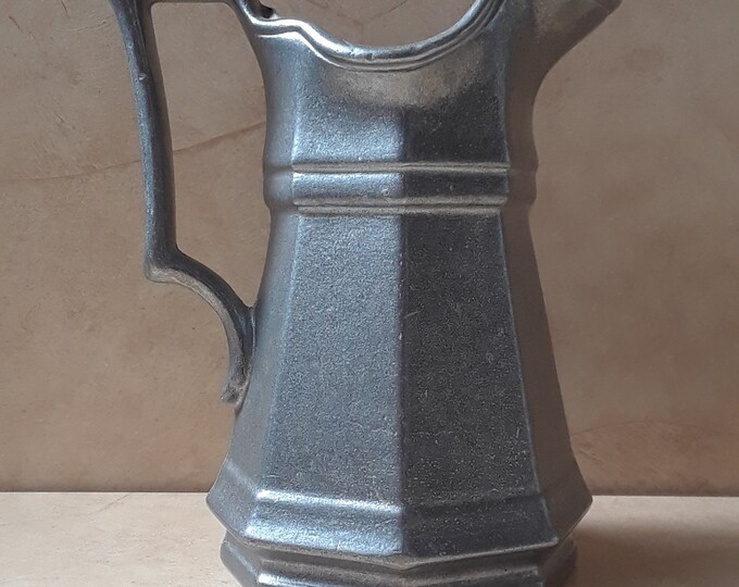 Vintage Silver Tone Metal Water Pitcher, Metal Pitcher, Decorative