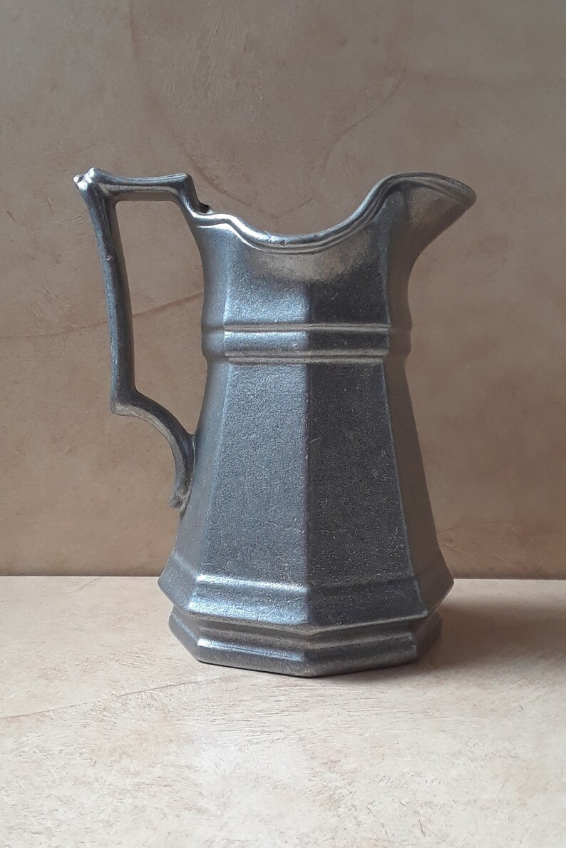 Vintage Silver Tone Metal Water Pitcher Metal Pitcher Etsy
