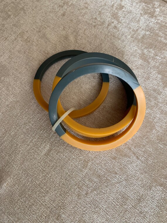 Two Tone Stackable Bangle Bracelet Set Made in In… - image 3