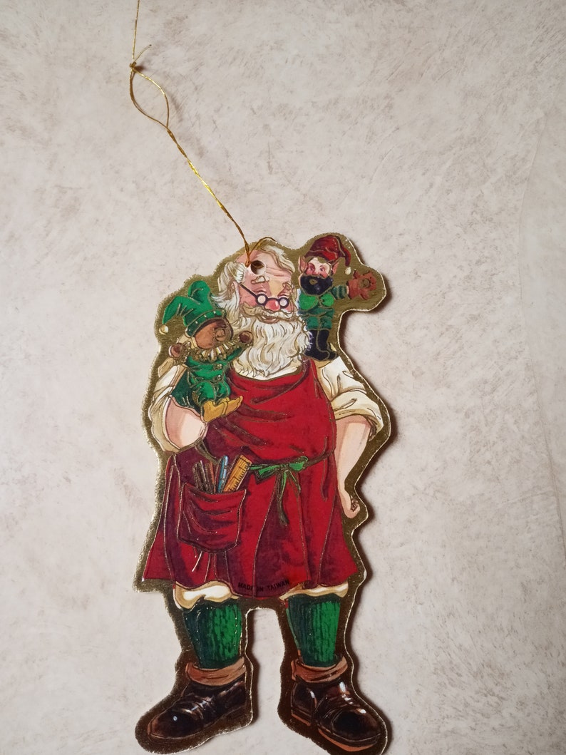 Vintage Diecut Santa Claus Ornament Cardboard Christmas Tree Etsy