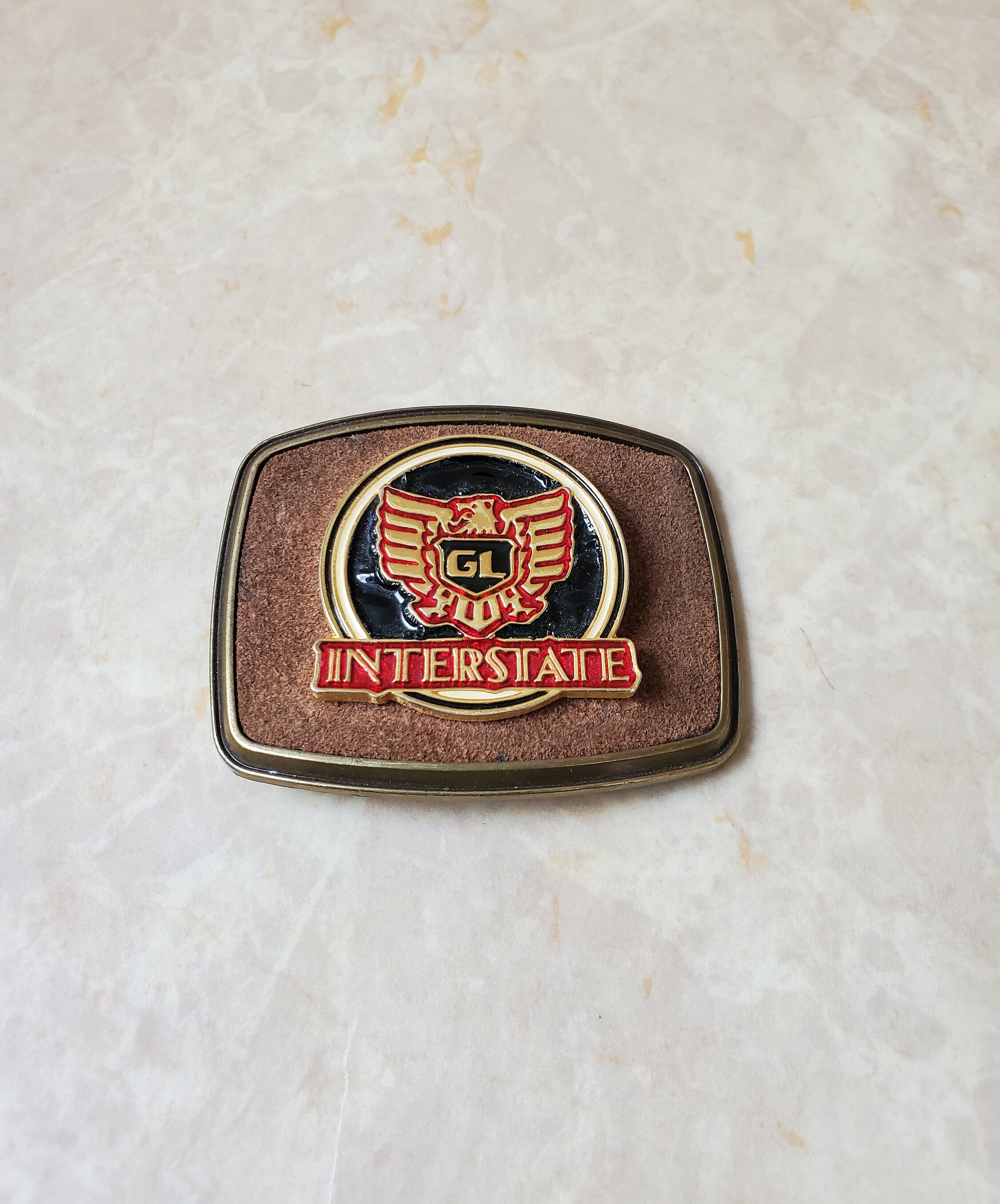 Vintage 1979 Raintree Honda Goldwing Motorcycle Belt Buckle Black Gold Promo Vintage 1978 Gold Wing Motorcycle Black & Goldtone Buckle by  main image 2