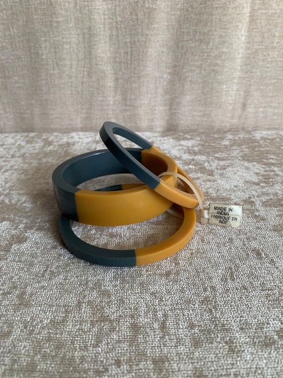 Two Tone Stackable Bangle Bracelet Set Made in In… - image 1