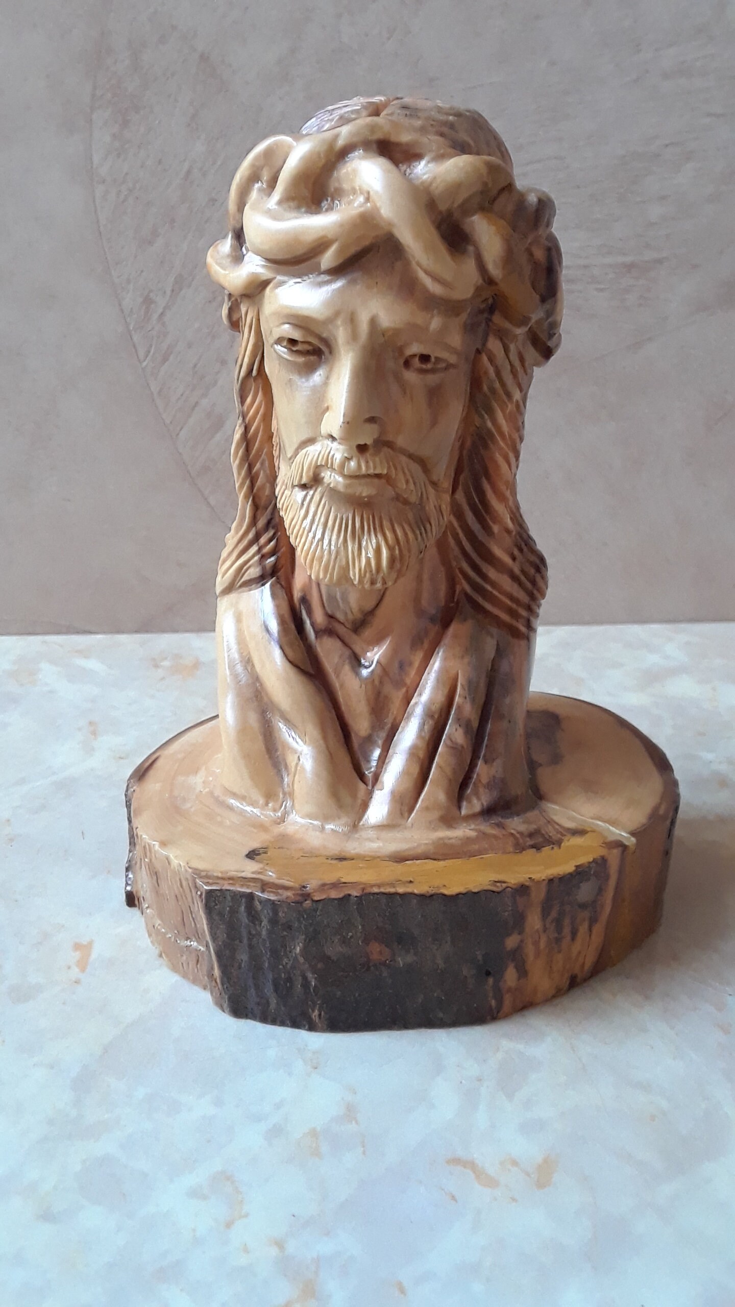 Vintage Hand Carved Wood Jesus Christ Bust Carved Wood Holy Etsy