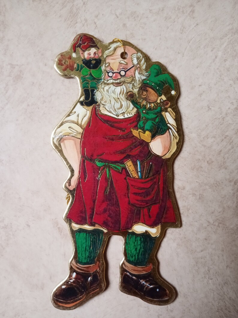Vintage Diecut Santa Claus Ornament Cardboard Christmas Tree Etsy