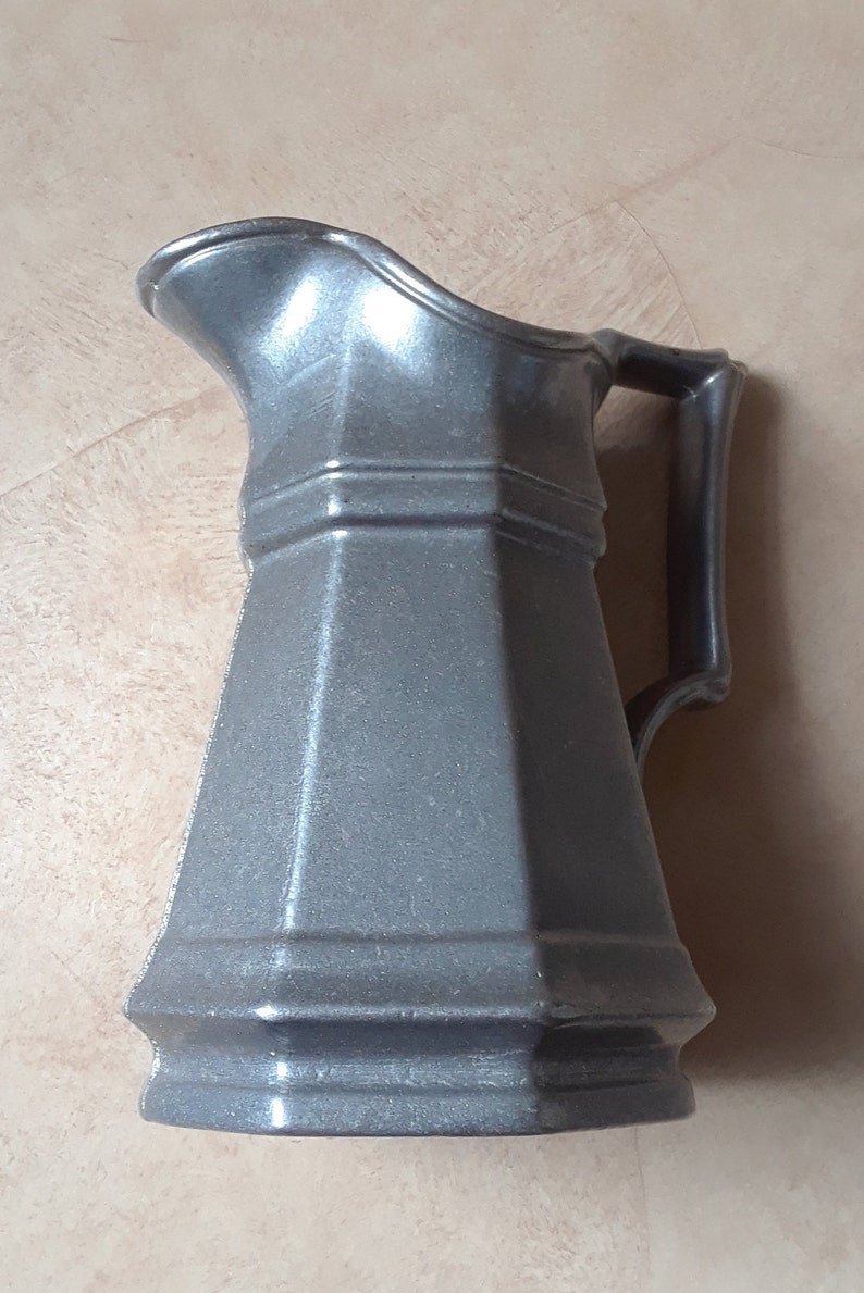 Vintage Silver Tone Metal Water Pitcher Metal Pitcher Etsy
