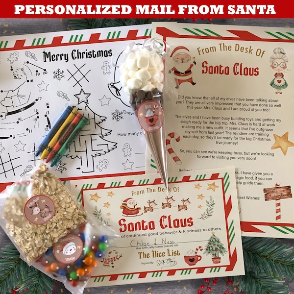 Christmas Eve FILLED Box Christmas kids box, Santa Nice list. Letter from Santa, Reindeer Food, Santas magic key, Hot Chocolate