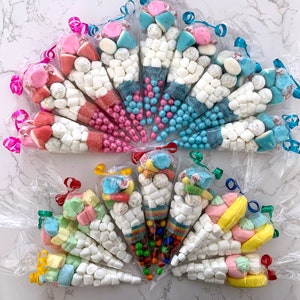 5 Create your own candy cone favors, party candy favors, sweet, marshmallow, party gift, disney, cars, boys party, girls party