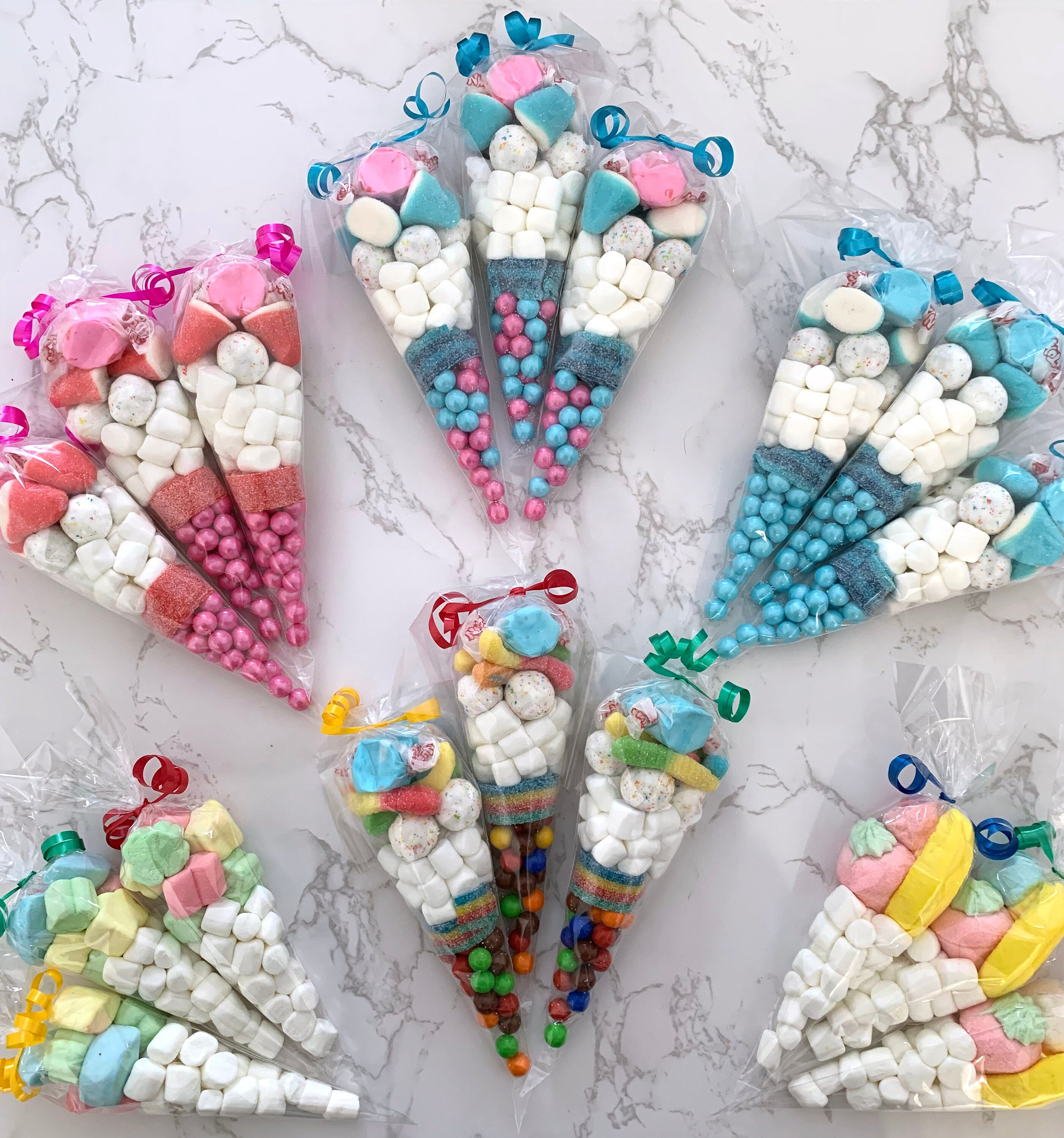 5 Candy Cone Pick N Mix con pegatina personalizada Dulces Marshmallow Jelly  Bolsas de fiesta precargadas Cumpleaños Boda Bautizo Fiesta Favor Regalos -   México