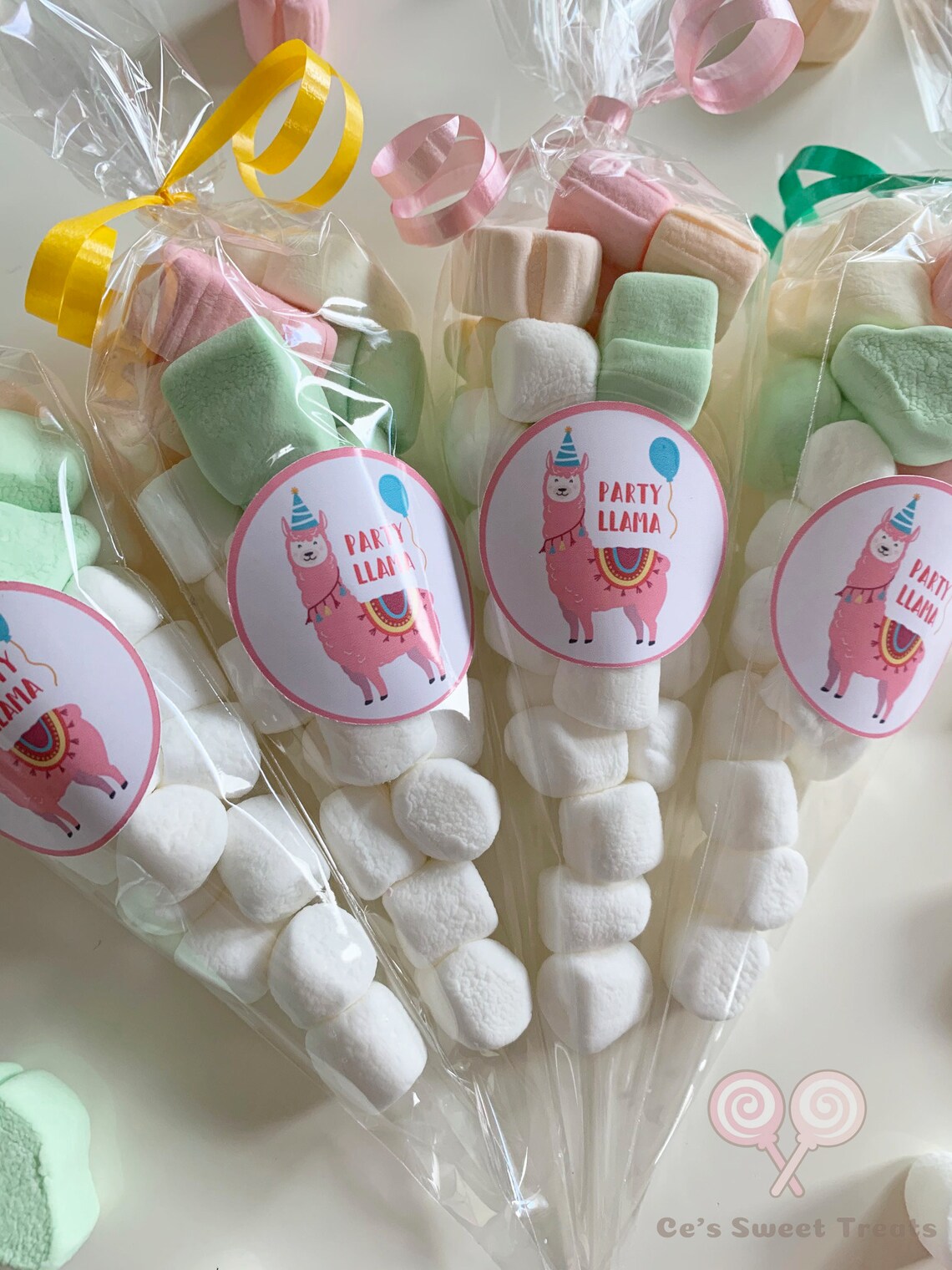 5 Rainbow Llama Marshmallow favors Party Gift Kids Party Etsy