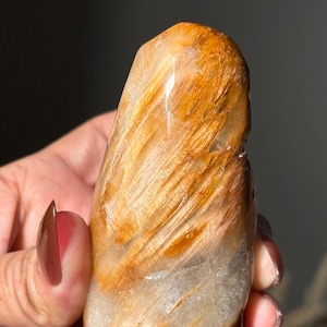 Rabbit Hair Quartz, Orange Rutilated Quartz, Amphibole Quartz, Rutilated Quartz, Amphiboles, Rough Polished Amphibole, Crystal Gifts, SMALL
