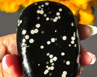 Stardust Obsidian Palm Stone, Obsidian, Rare Jalisco Mexico