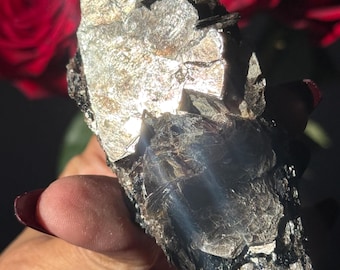 Black Tourmaline with Mica, Raw Black Tourmaline, Crystal Gifts, Home Decor