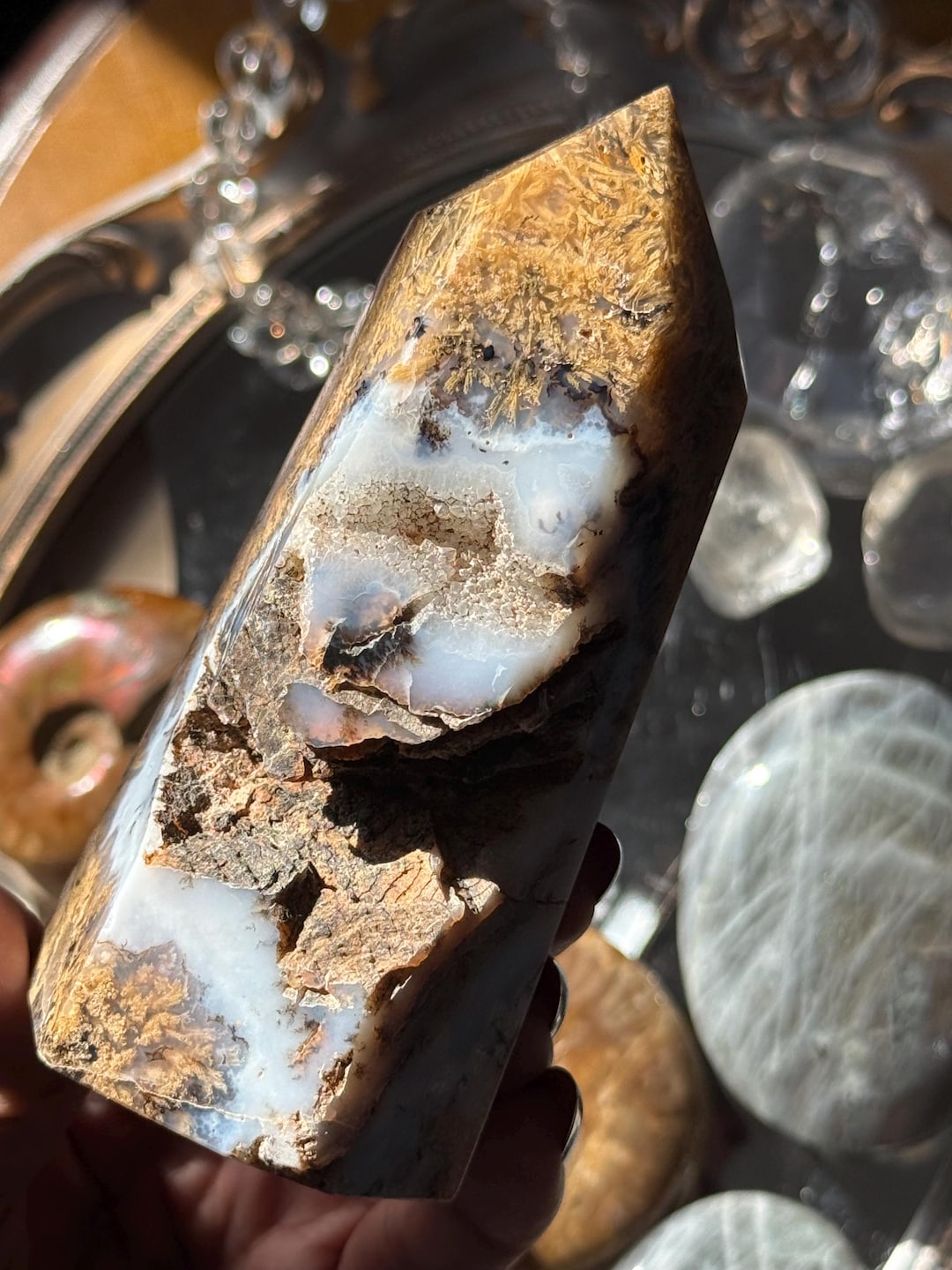 Sagenite Agate With Golden Inclusions, Natural Dendritic Agate Specimen ...
