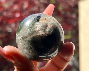 Small Garden Quartz Sphere,Garden Quartz, Lodolite Quartz,