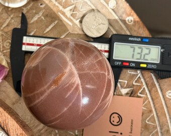 輝くサンストーン ピーチムーンストーン スフィア、スターフラッシュ