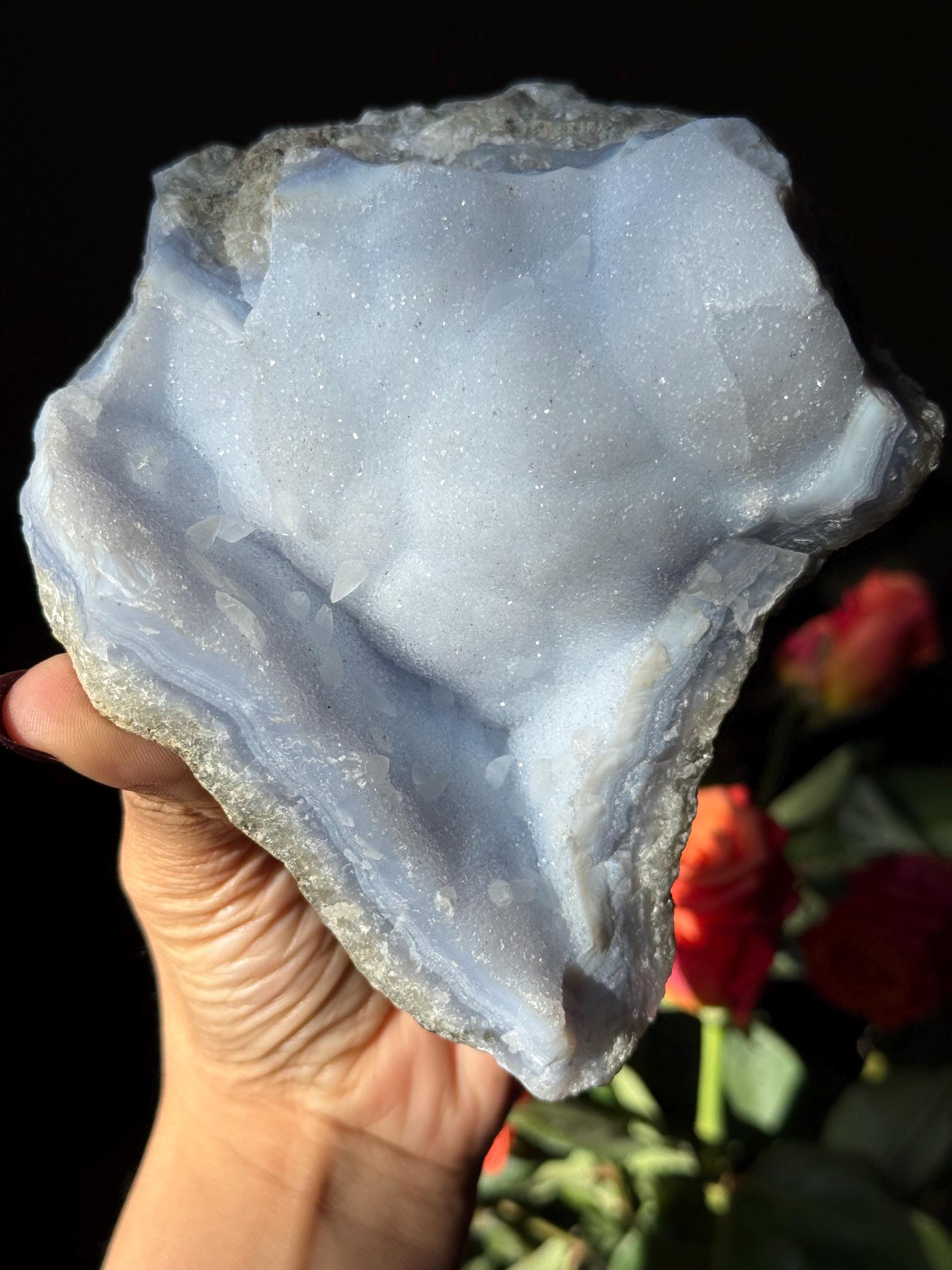 Blauer Achat Rohstein 4-5cm - Natürliches Mineral Für Deko & Meditation