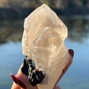 Blue Tourmaline with Quartz, Blue Tourmaline with Mica, Tourmaline in Quartz, Blue Tourmaline, Natural Crystals, Crystal Gifts, Indicolite