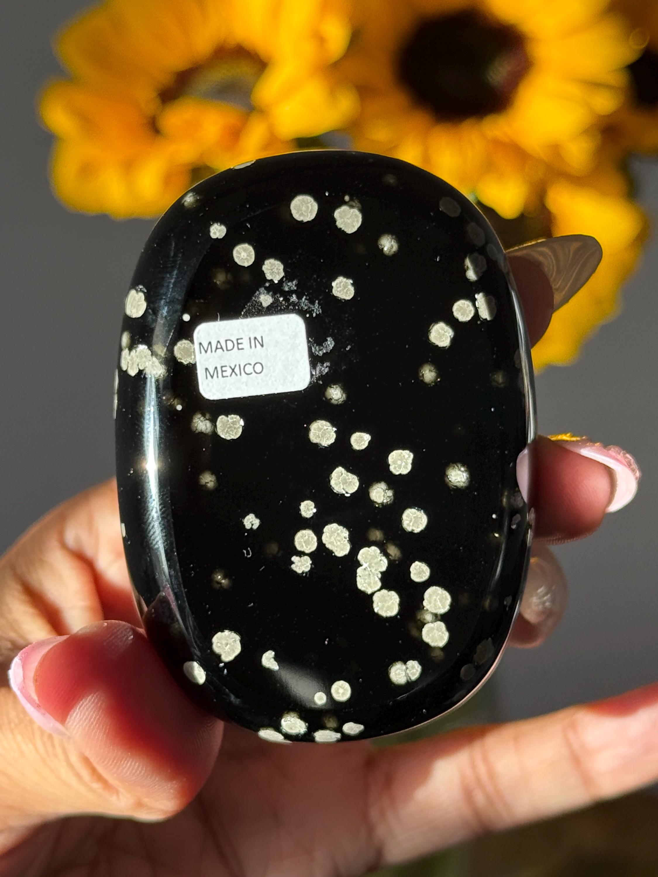 Stardust Obsidian Palm Stone, Obsidian, Rare Jalisco Mexico