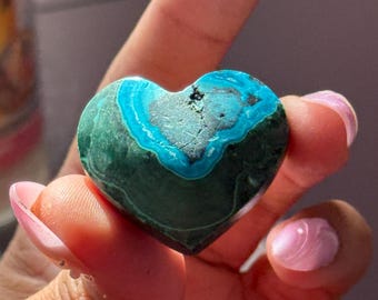 Corazón de crisocola, corazón de malaquita, piedra rodada de crisocola y malaquita, MINI