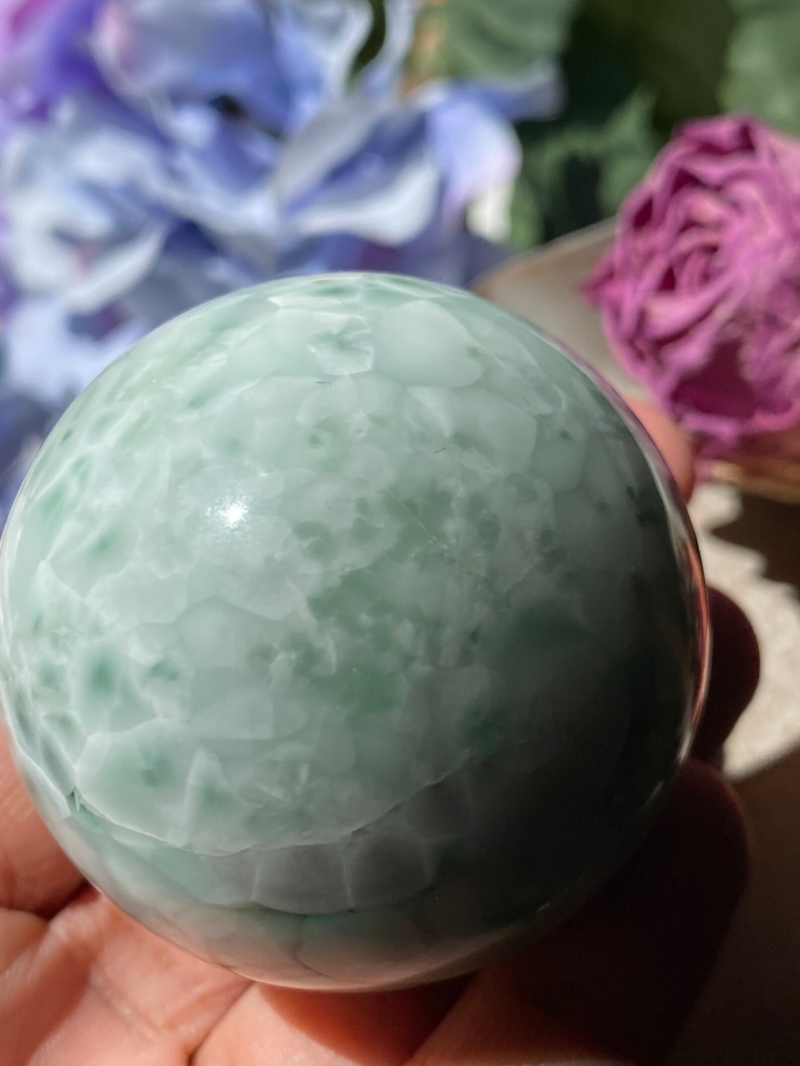 Snowflake Jade Sphere Green Alabaster Healing Crystals Etsy