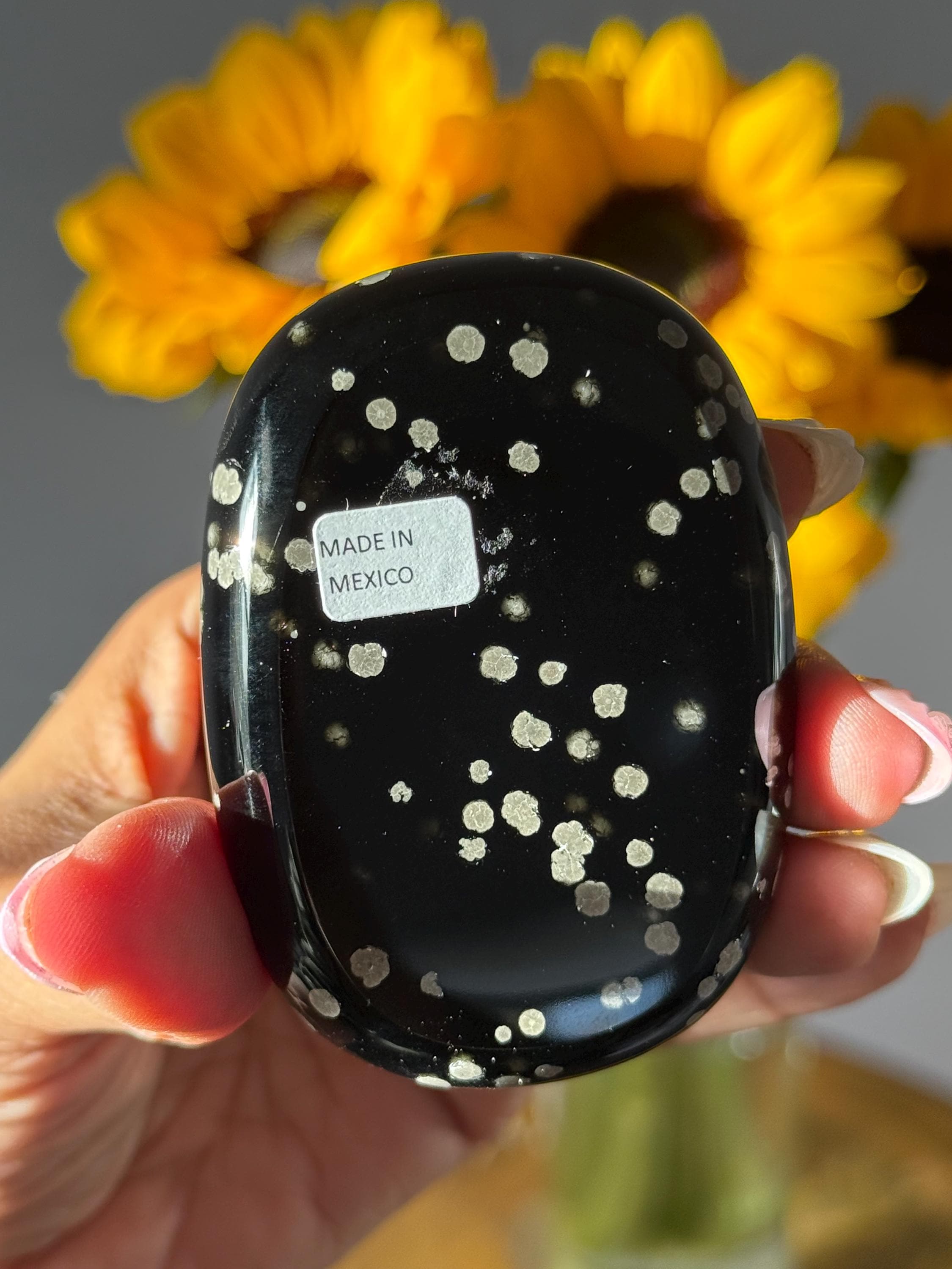 Stardust Obsidian Palm Stone, Obsidian, Rare Jalisco Mexico