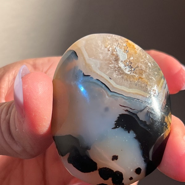 Dendritic Agate Palm stone,  Milky Blue Dendrite, Dendritic Agate, Dendrite, Crystal Hearts, Crystal Gifts, Metaphysical Gifts,