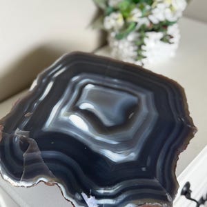 16lb Blue Agate Statement Piece: Polished Crystal Home Decor From Brazil