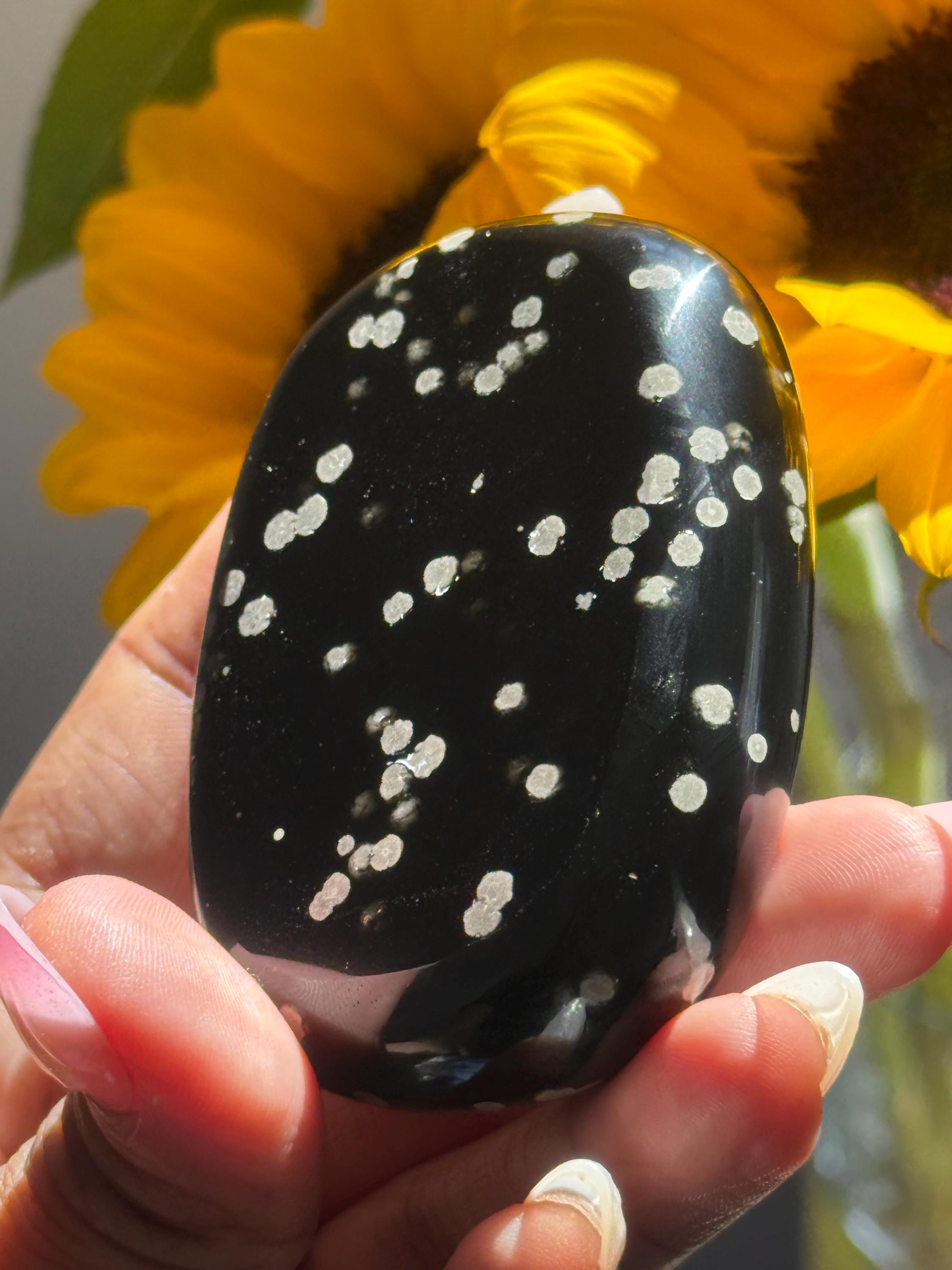 Stardust Obsidian Palm Stone, Obsidian, Rare Jalisco Mexico