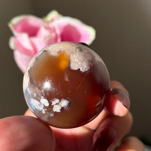 Red Flower Agate, Green Flower Agate,  Sakura Agate, Cherry Blossom Agate, Heart Crystals, Crystal Gifts, 41 mm