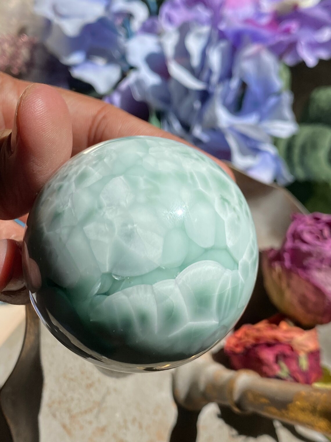 Snowflake Jade Sphere Green Alabaster Healing Crystals Etsy
