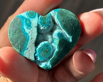Corazón de crisocola, corazón de malaquita, piedra rodada de crisocola y malaquita, MINI
