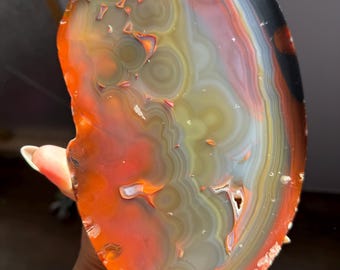 Colorful agate Slab from Brazil, Banded Agate Crystal, Home Décor