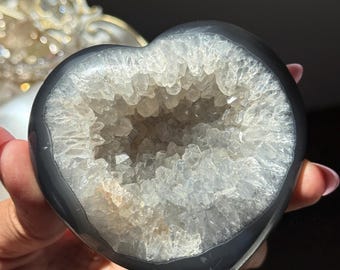 Druzy blue agate heart, Amethyst Crystal Heart, Crystal Hearts, Small