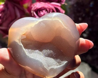 Druzy blue agate heart, Amethyst Crystal Heart, Crystal Hearts, Small
