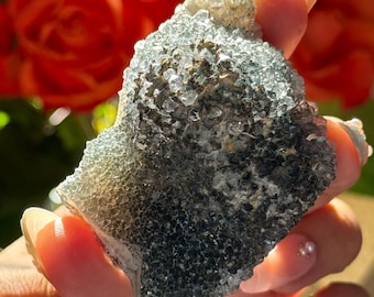 Natural Raw Amethyst, Black and Blue Amethyst, Zeolite Flower, Crystal Gifts,