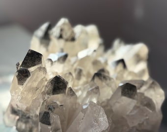Large Black Lithium Quartz Cluster: Sharp Crystal Point from Brazil