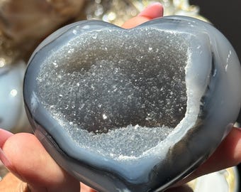 Druzy blue agate heart, Amethyst Crystal Heart, Crystal Hearts, Small