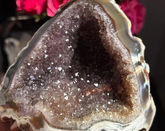 Carnelian with Amethyst Free Form, Orca Agate with Druzy Quartz, Crystal Decor