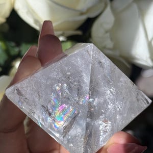 Natural Clear Quartz Pyramid: Spiritual Home Decor (1.74&quot; Diameter)