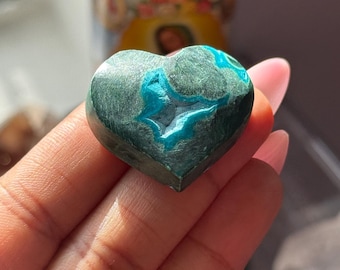 Corazón de crisocola, corazón de malaquita, piedra rodada de crisocola y malaquita, MINI