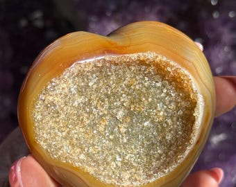 Druzy  agate heart, Amethyst Crystal Heart, Crystal Hearts, Small