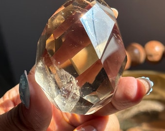 Faceted Smoky Quartz Crystal With Spinning Stand,  Smoky Quartz. Healing Gemstone Decor
