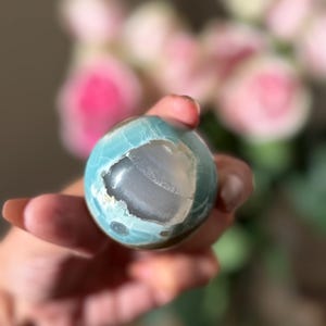 Green flower agate palm, Green Flower Agate,  Sakura Agate, Cherry Blossom Agate, Heart Crystals, Crystal Gifts, Metaphysical Gifts
